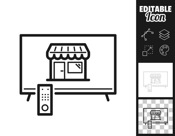 用电视网购。图标设计。轻松地编辑图片下载