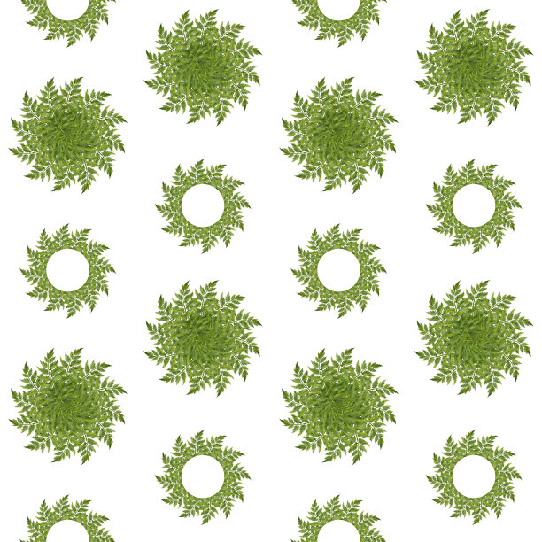 手绘水彩无缝图案的绿色蕨类树枝与树叶的婚礼，生日，贺卡，菜单，横幅，边界，贴纸。元素被隔离在白色背景上。图片下载