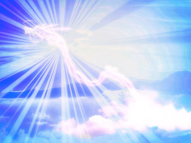 三维插图的抽象龙上升在天空与富士山的背景图片下载