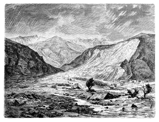 1881年瑞士格拉鲁斯州埃尔姆的岩崩图片下载