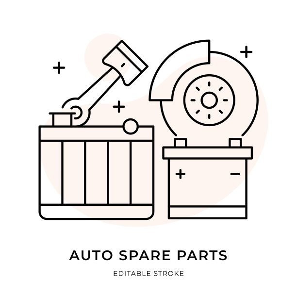 汽车备件细线插图图片下载