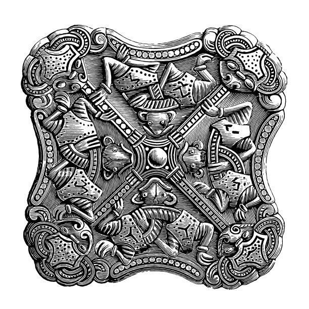 方形腓骨(胸针)，产于瑞典图片下载