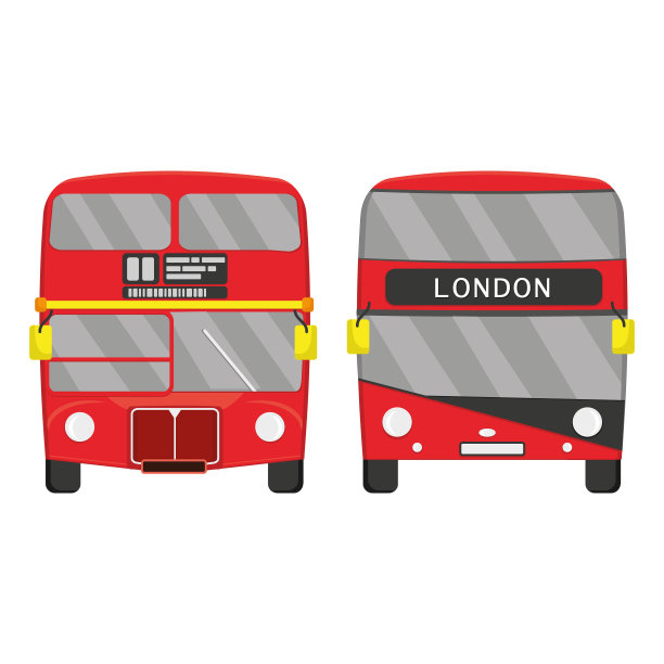 伦敦红色巴士矢量插图孤立在白色背景图片下载