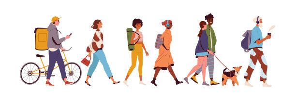 人走集向量图片下载