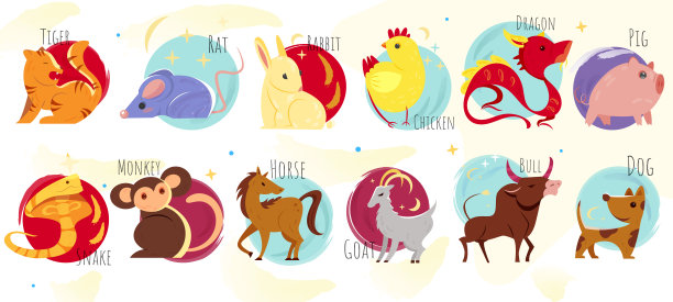 中国星座图标集矢量图片下载