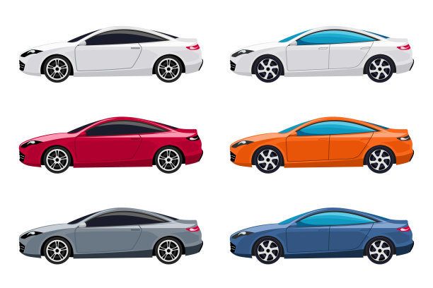 卡通集独家跑车和敞篷车。现代豪华交通的矢量插图图片下载