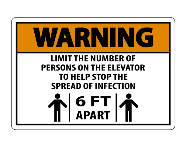 警告电梯物理距离标志隔离图片下载
