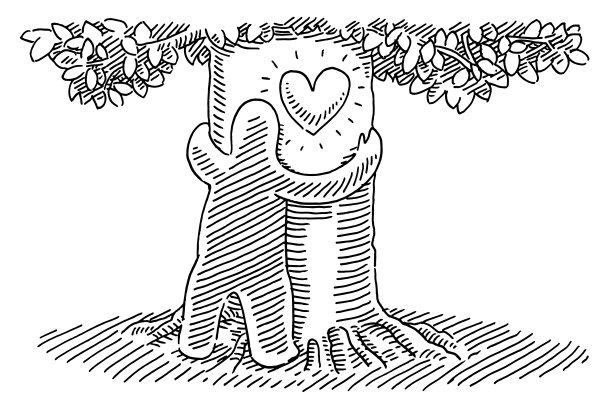 拥抱树的人形图片下载