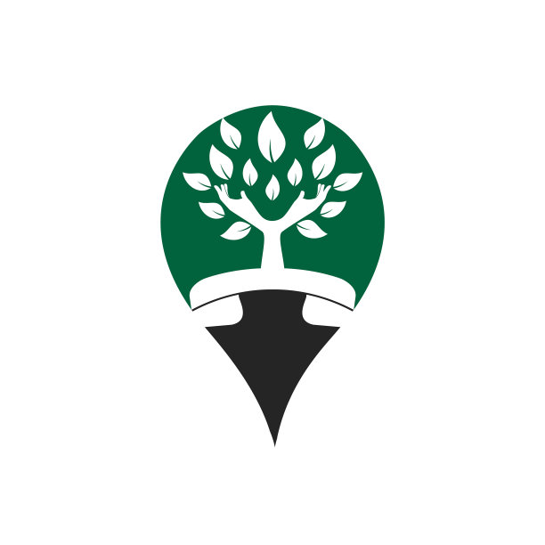 手机与手形树图标Logo设计模板图片下载