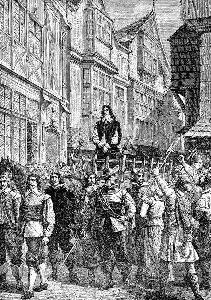 17世纪，詹姆斯·格雷厄姆，第一任蒙特罗斯侯爵在苏格兰爱丁堡被带往死刑现场图片下载