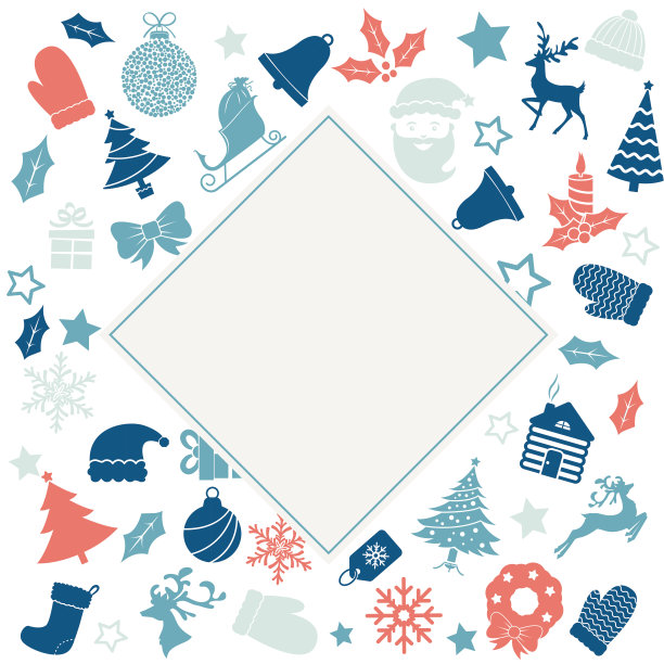 可爱的圣诞图标卡或邀请模板图片下载