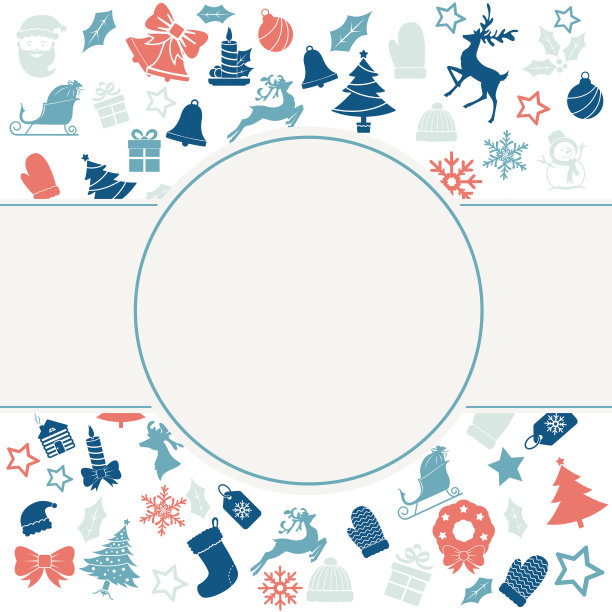可爱的圣诞图标卡或邀请模板图片下载