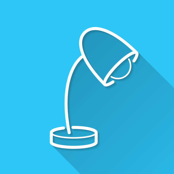 台灯。图标在蓝色背景-平面设计与长阴影图片下载