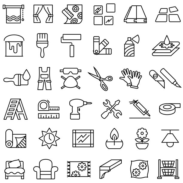 装饰和家庭改善大纲图标图片下载