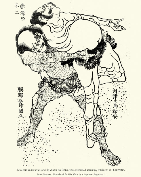 kawadsu -no-三郎和Matano-no-goro，两位著名的摔跤手，日本的勇士图片下载