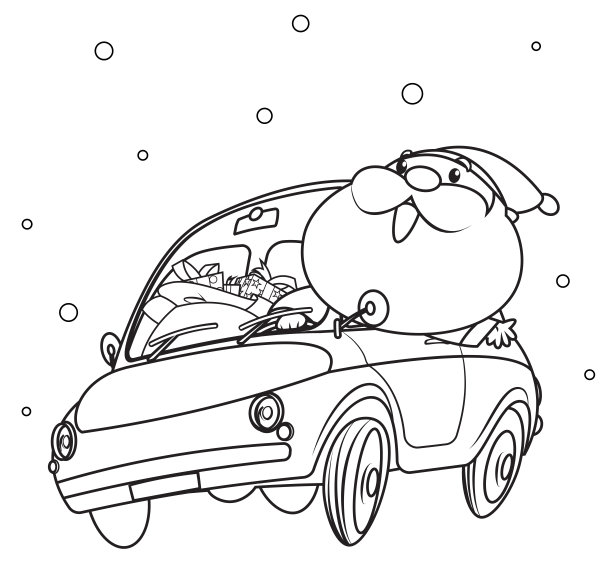 黑白两色，圣诞老人在开车图片下载