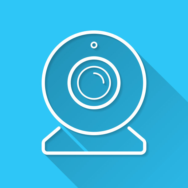 摄像头。图标在蓝色背景-平面设计与长阴影图片下载