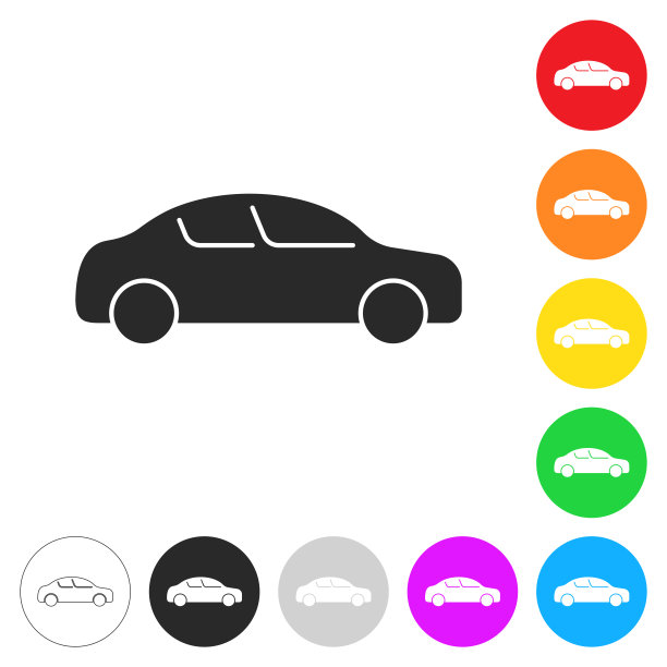 车侧视图。彩色按钮上的图标图片下载