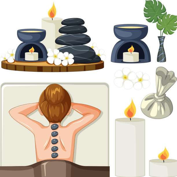 水疗和桑拿自我护理元素集合图片下载