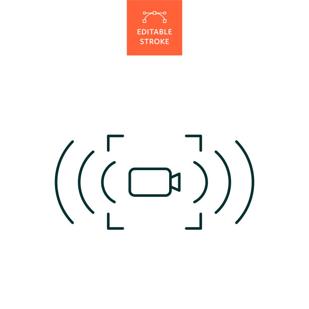 具有可编辑笔画的视频记录线图标。Icon适用于网页设计、移动应用、UI、UX和GUI设计。图片下载