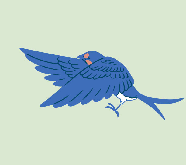 手绘复古插画，一只飞翔的燕子图片下载
