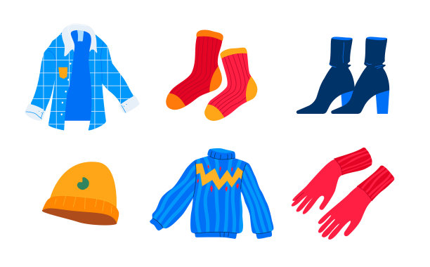 季节温暖的衣服-平面设计风格图标集图片下载