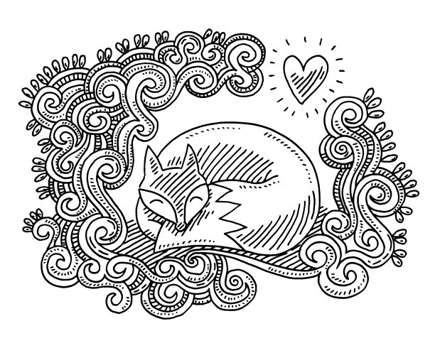 花纹爱狐画图片下载