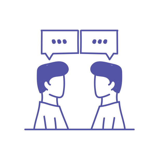 手绘矢量涂鸦线图标。两个人在聊天。演讲泡沫。图片下载