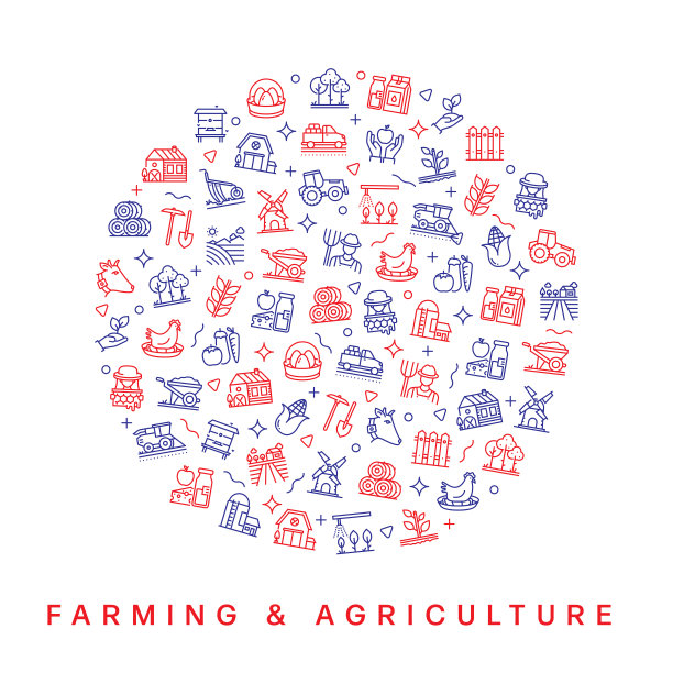 农业及农业相关图案设计。现代线条风格设计图片下载