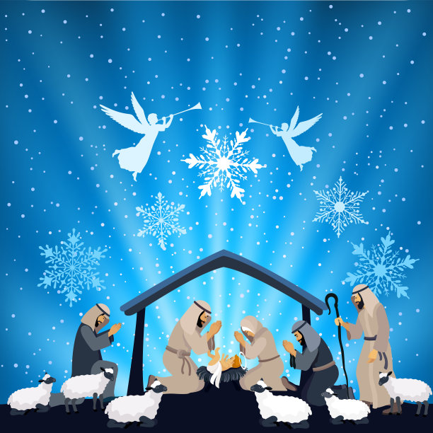 基督的诞生。神圣的夜晚。圣诞节。基督诞生的场景。图片下载