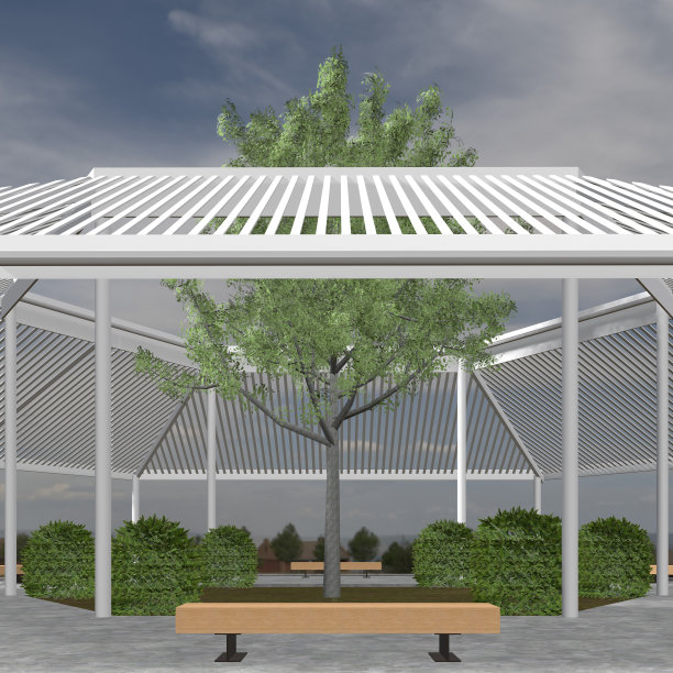 景观和建筑的3D插图图片下载