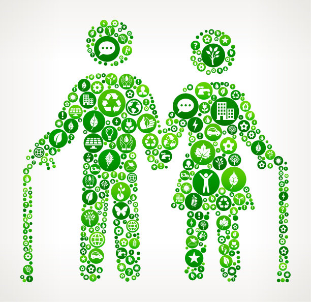 老夫妇自然和环境保护图标模式图片下载