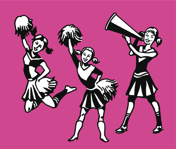 啦啦队，啦啦队，体育图标集，复古图片下载