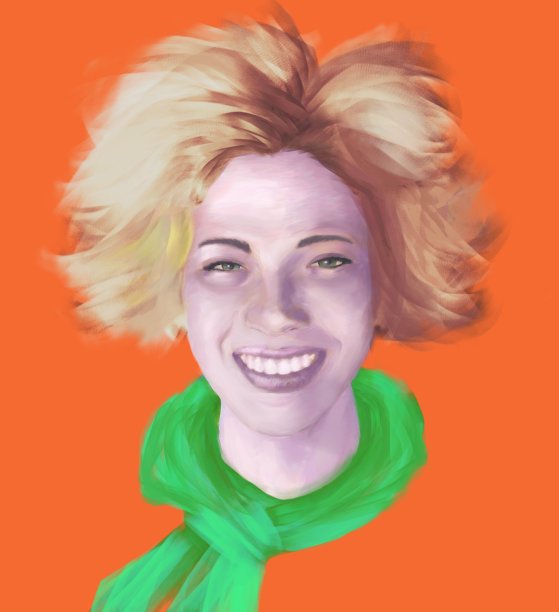 一个微笑的女人的风景如画的插图图片下载