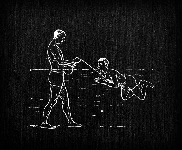 古色古香的法国版画插图:游泳课图片下载