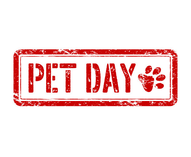 宠物日红色标志，邮票。向量图片下载