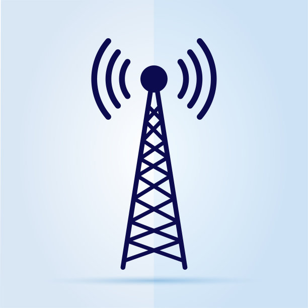 蓝色背景上的网络天线图标。图片下载