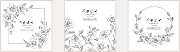 手绘玫瑰花卉贺卡背景图片下载