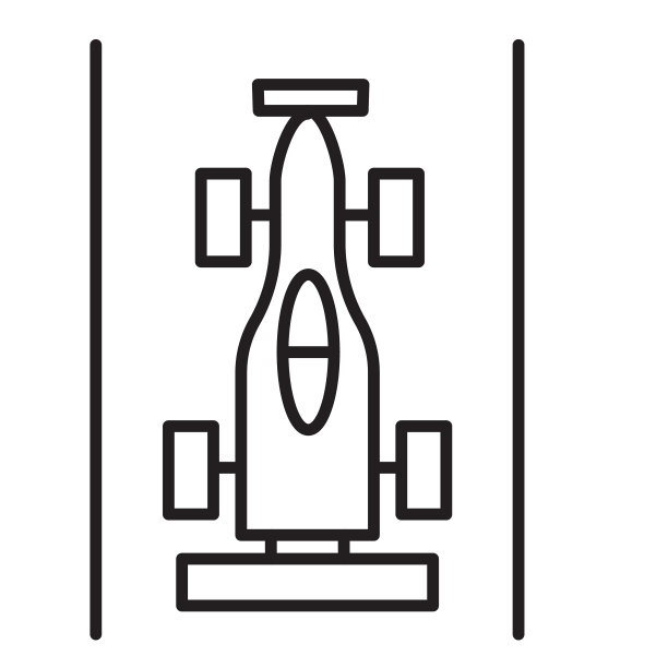 复古街机游戏一级方程式赛车细线图标可编辑的笔画图片下载