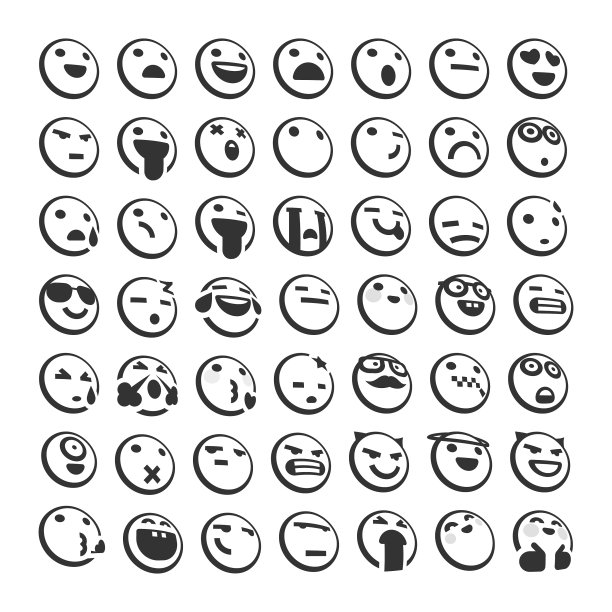 黑白表情，三维效果集合图片下载