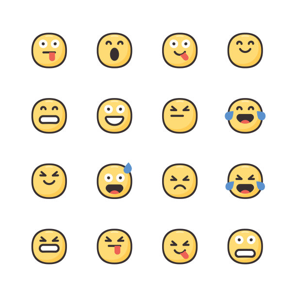 表情包收集可爱的颜色和线条艺术图片下载