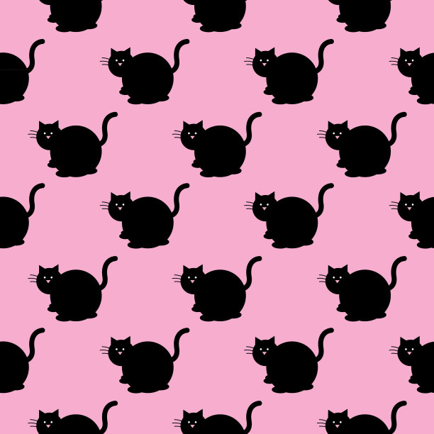 胖黑猫无缝模式图片下载