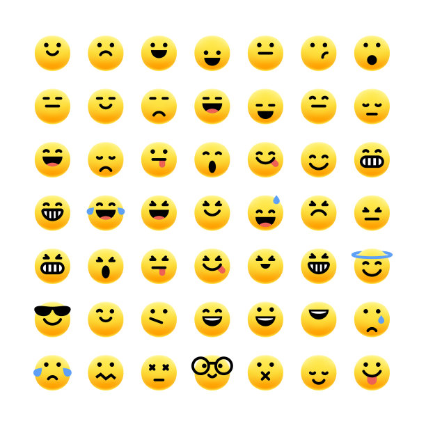 表情符号收集可爱的颜色，现实的阴影图片下载