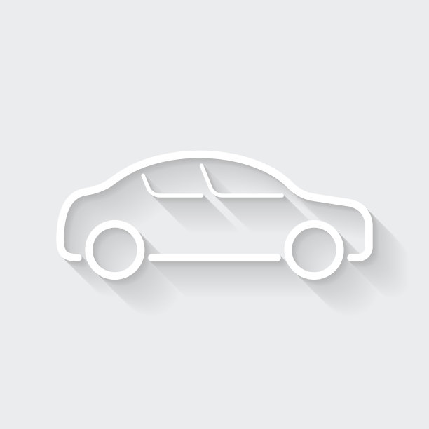 汽车侧面视图。图标与空白背景上的长阴影-平面设计图片下载