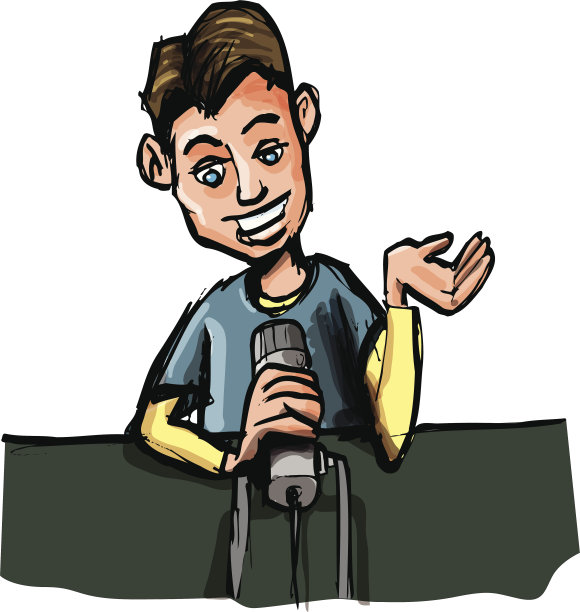 卡通的年轻电台DJ图片下载