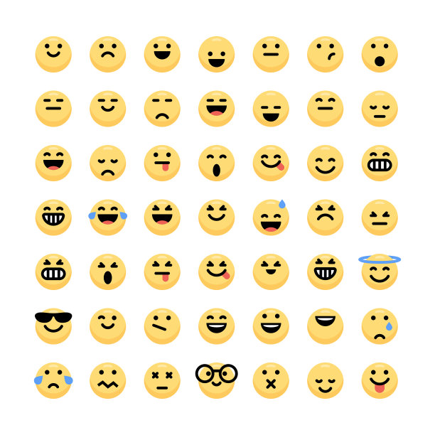 表情符号平面色彩大集合图片下载