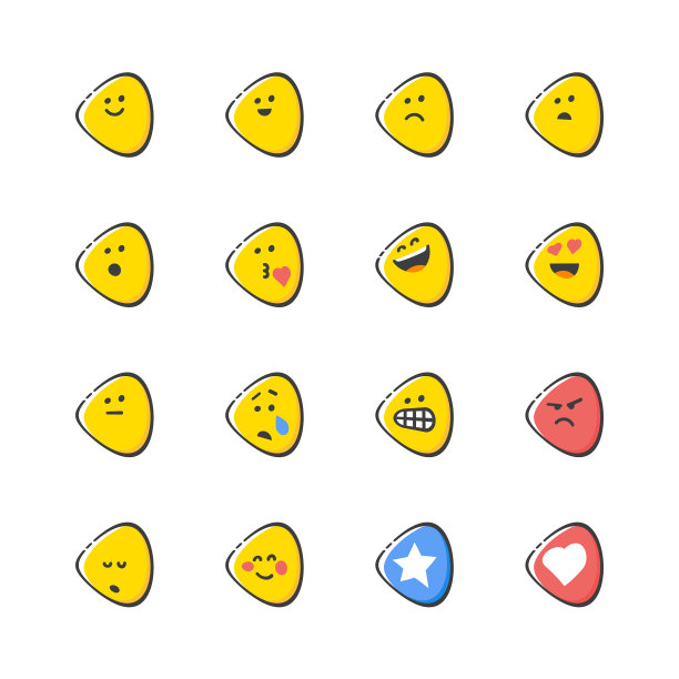 表情符号收集线艺术和颜色图片下载