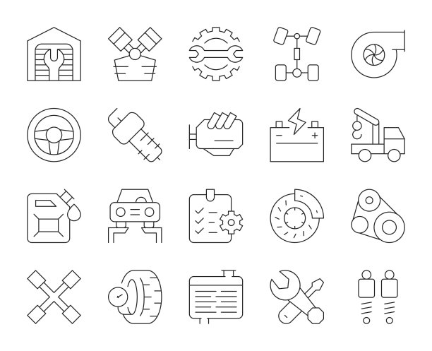 汽车修理店-细线图标图片下载