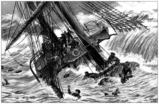 古董图片:“菲力克斯·福雷总统”号船在印度洋的风暴中图片下载