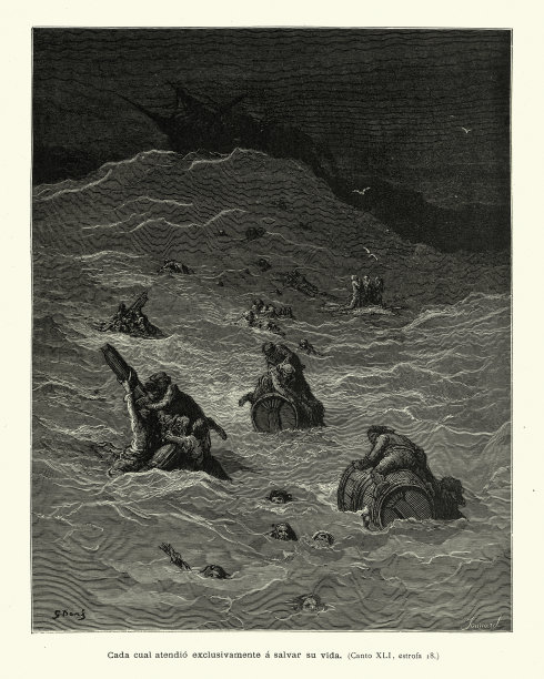 遇难的水手紧紧抓住船的残骸图片下载